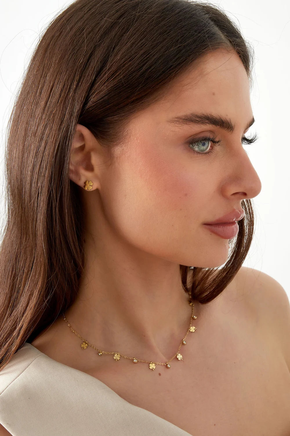 Floral Clover Statement Chain Necklace