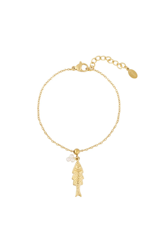 Fish and Pearl Charm Bracelet
