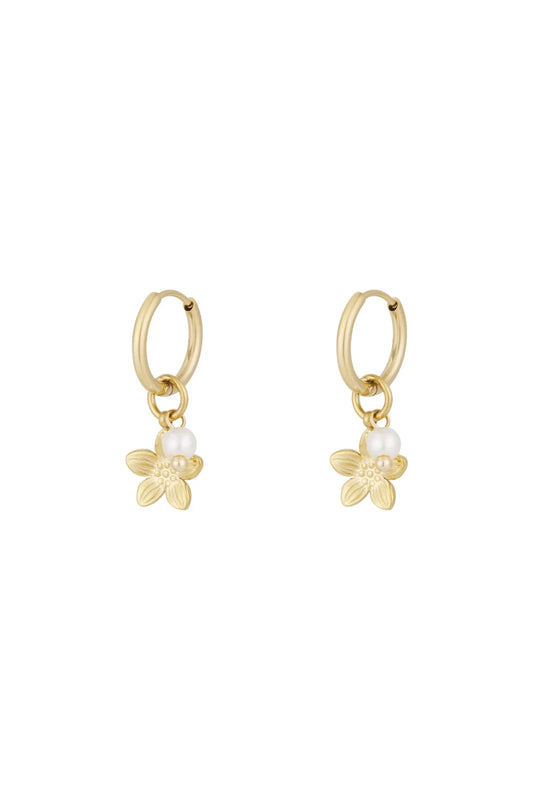 Pearl Flower Hoop Earrings
