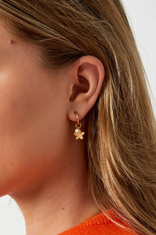 Pearl Flower Hoop Earrings