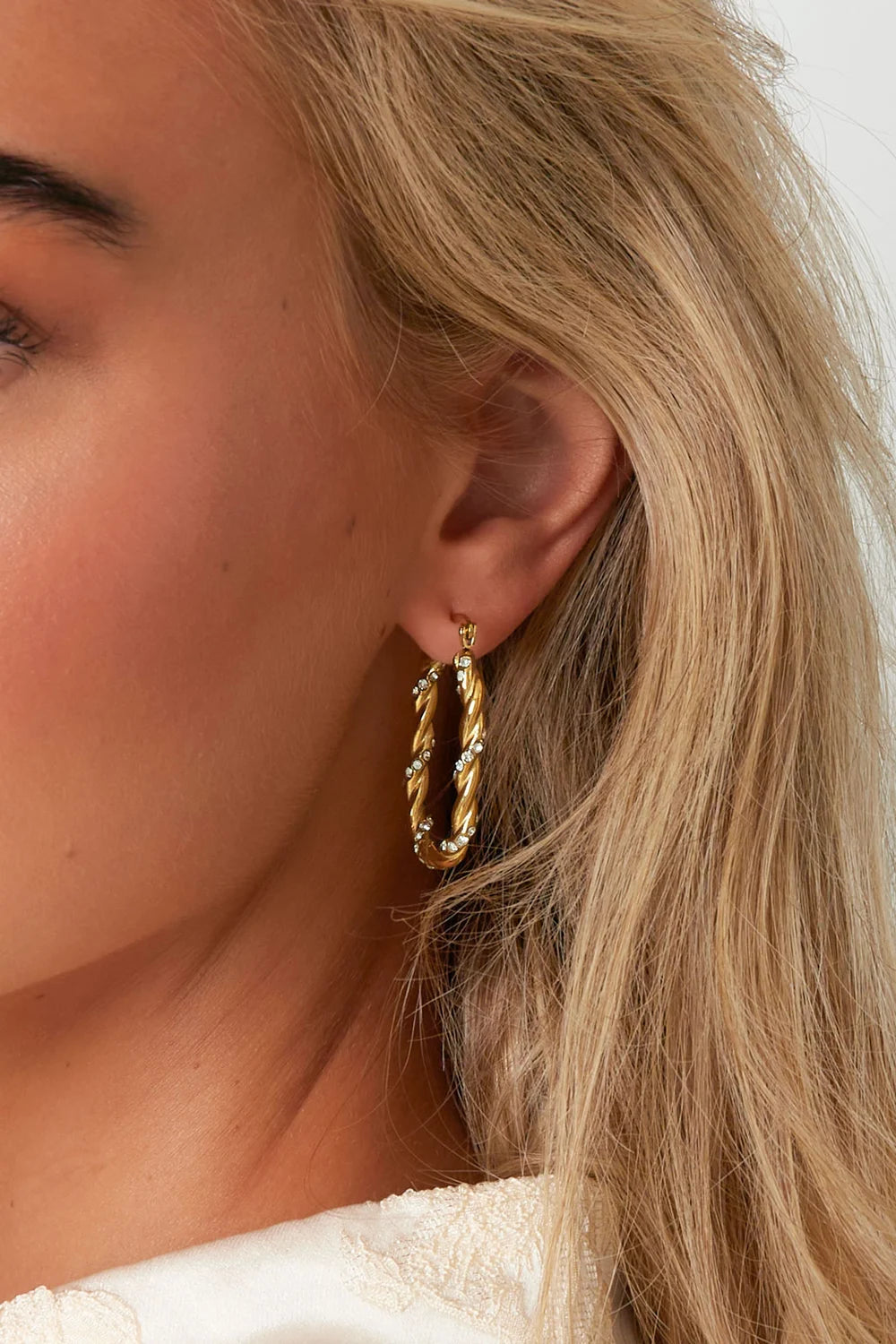 Twisted Sparkle Hoop Earrings